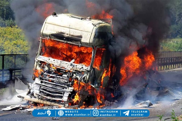 آتش گرفتن کابین کامیون به دلیل نداشتن سیستم اتفا حریق
